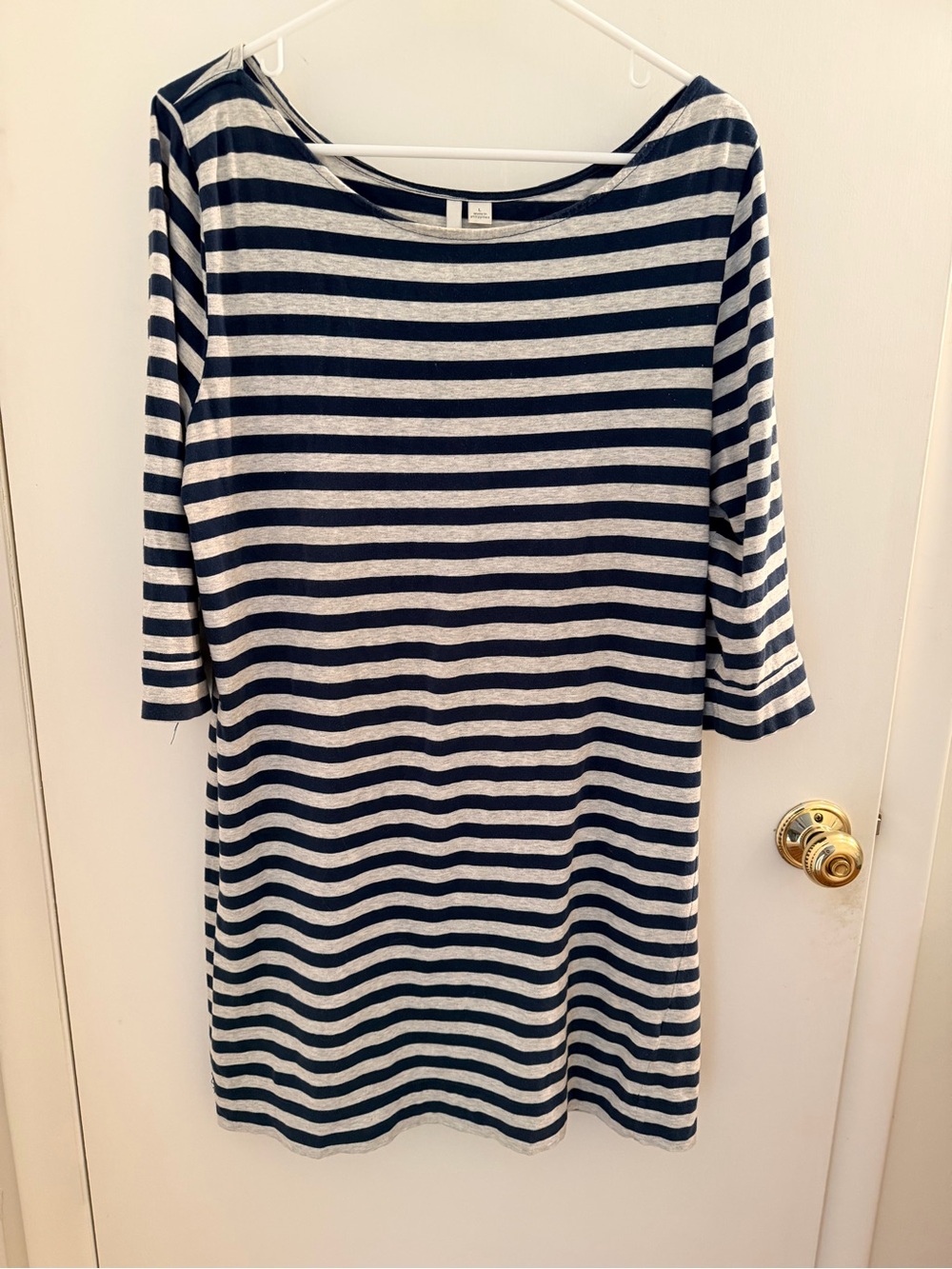 LC Lauren Conrad Navy and White Striped Midi Dress